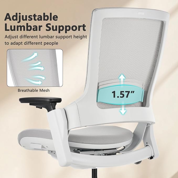 CLATINA Office Chair Swivel Executive Chair, Adjustable Ergonomic Computer Chair with 3D Armrest and Lumbar Support, Mesh Backrest Task Chair for Home Office Conference Room Studio, 2 Pack