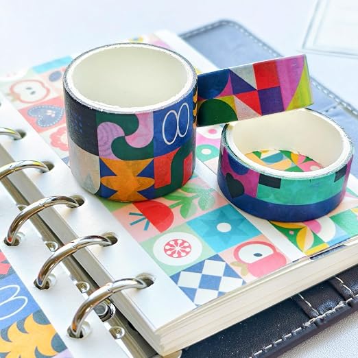 34 Rolls Geometric Washi Tape Set, Aesthetic Decorative Tape for Scrapbooking, Journaling, Bullet Journals, DIY Crafts and Gift Wrapping