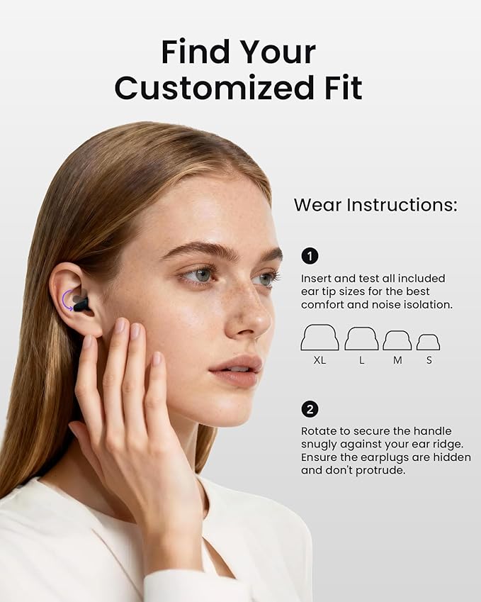 Dream Ear Plugs for Sleeping, 23dB Noise Reduction Soft Silicone Ear Plugs with Patented Qufits Eartips and Carry Case, Reusable Earplugs for Sleep, Work, Focus, Study - Black