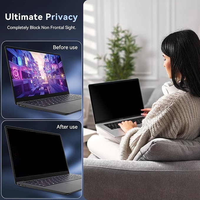 Laptop Privacy Screen 14 Inch Compatible with HP/Dell/Acer/Samsung/Asus/Lenovo/Toshiba,16:10 Aspect Removable Anti Glare Blue Light Filter Protector, 14 in Laptop Privacy Screen Shield