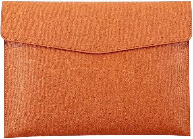 PU Leather A4 File Folder Document Holder Waterproof Portfolio Envelope Folder Case with Snap Closure Brown