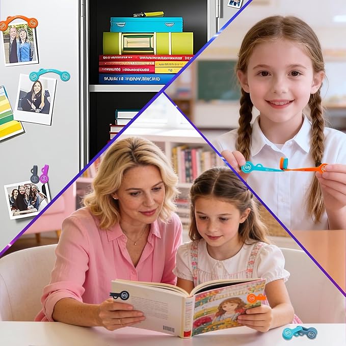 SUNFICON 6 Pack Magnetic Cord Organizers Cable Clips Cable Straps Silicone Twist Ties Colorful Headphone Cord Keeper Holder Manager Bookmark Whiteboard Fridge Magnet Keychain Gift Home,Office,School