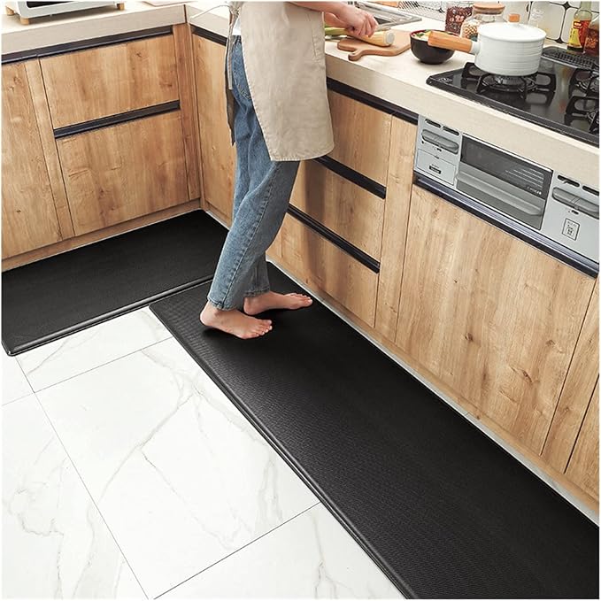 VXHCS 7/10" Extra Thick Anti Fatigue mats for Kitchen Floor, 19.7“x47.6 Standing Desk Mat Ergonomic Waterproof Mat, for Home, Office, Laundry, Black