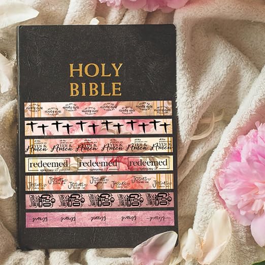24 Rolls Back to School Christian Washi Tape Gifts Bulk Graduation VBS Religious Scripture Pink Bible Verse Washi Tape for Bible Journaling Crafting Students BibleStudy Stationery