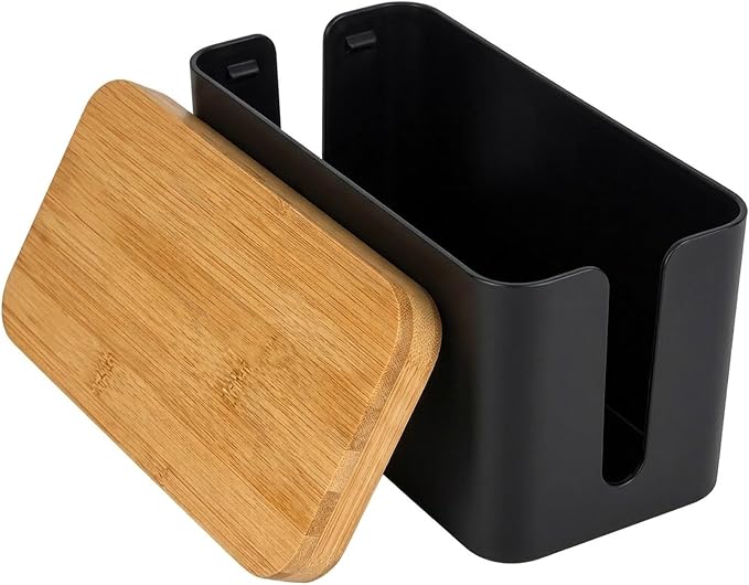 Cable Management Cord Cover Wire Hider Box Concealer Organizer Protector System for Home Theater Entertainment Center Office School (Wood Black)