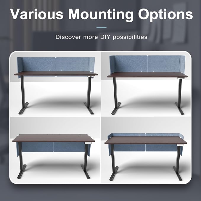 Desk Privacy Panel,2PCS L-Shaped Clamp-On Office Desk Divider,2-in-1 Adjustable Acoustic Desktop Partition Or Under Desk Modesty Panel,for Office,Home,Felt(Blue, 47.2" x 17.7")