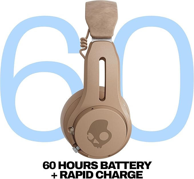 Skullcandy Icon ANC Wireless On-Ear Bluetooth Headphones, Active Noise Cancelling, 60 Hours Battery, Sweat Water Resistant, Foldable Durable Travel Ready, Microphone for iPhone Android - Primer