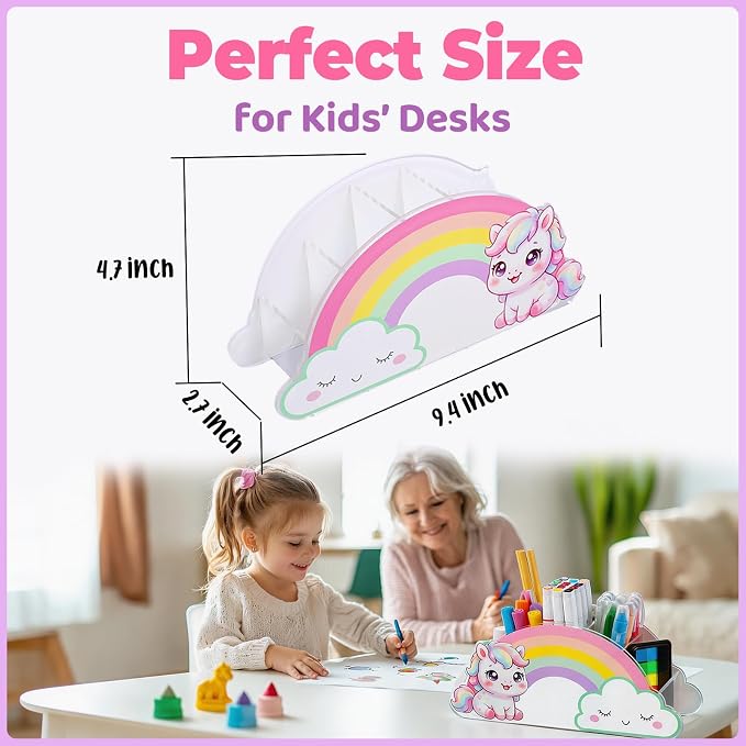 Desk Organizer Art Supply Organizer Unicorn Pencil Holder Gifts for Kids | Marker & Crayon Organizer for Desk Caddy for Classroom Homeschool Supplies with Unicorn Gift for Girls