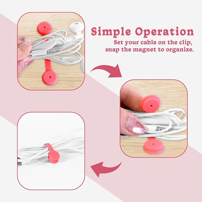Viaky Magnetic Cable Ties 6-Pack,Silicone Twist Ties,3 Colors | Magnetic Cord Organizers for Wires, USB Cables, Earphones,Bookmark ,Reusable Cable Straps for Home,Office,Kitchen,School