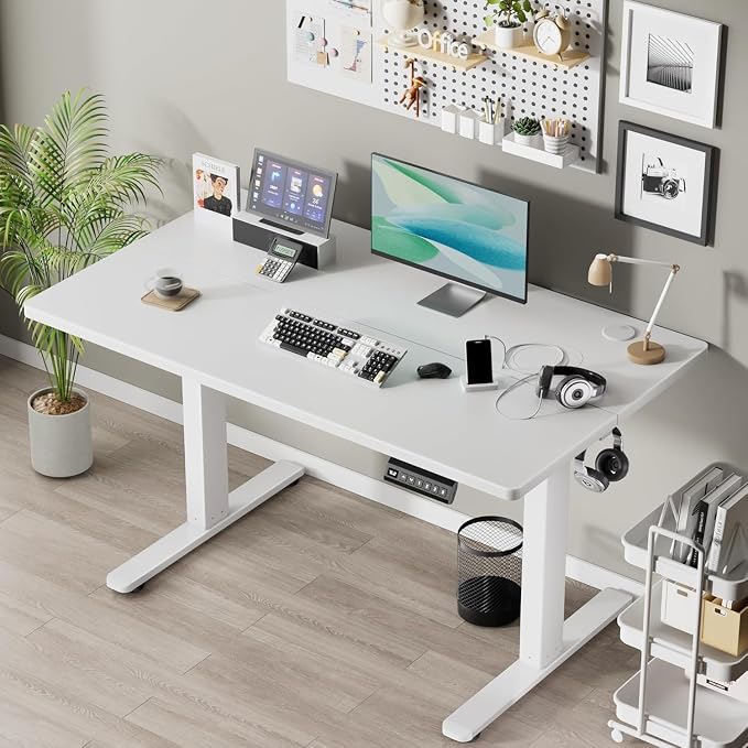 Dual Motor Standing Desk Frame with 330 lbs, Electric Adjustable Legs, Compatible Desktop Size 40″-90″, 3 Memory Height Settings Stand up Desks Frame Workstation, Black Frame Only