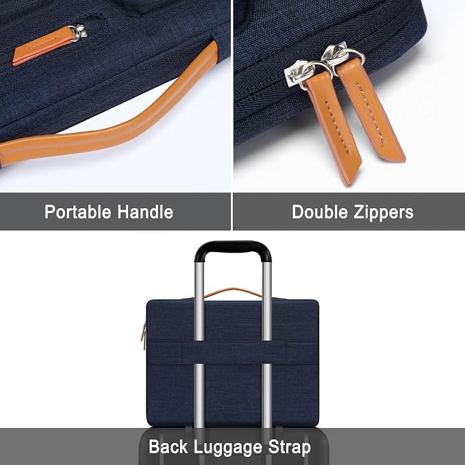 MOSISO 360 Protective Laptop Case 13 inch, 13 inch Laptop Sleeve Compatible with MacBook Air M5 M4 M3 M2 M1 2026-2018/Neo/Pro M2 M1, Side Open Carrying Case with 4 Zipper Pockets&Handle, Navy Blue