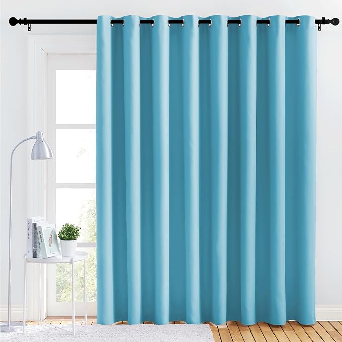 NICETOWN Lower Noise Room Divider Curtain Screen Partitions, Teal Blue, 1 Panel, 84" Tall x 120" Wide, Blackout Sound Reducing Divider Room Curtain Panel for Doorway/Glass Window/Sliding Door/Patio