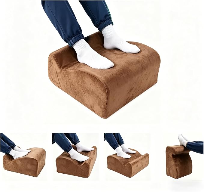 Foot Rest for Under Desk at Work, Ergonomic Footrest Multifunctional 3-Tier Foot Stool, Support Foot Pillow for Office Chair Gaming Chair Leg Elevation Pillow (Brown, One Size)