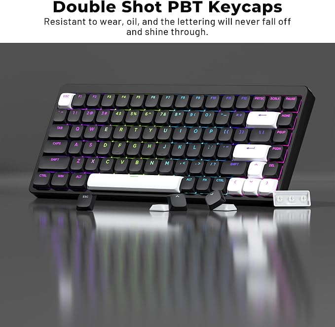 XVX Low Profile Black Keycaps, Shine Through Keycap Sets, Double Shot PBT Keyboard Keycaps Compatibility for 60% 75% 80% 85% 100% MX Switches Mechanical Keyboard- Only Key caps