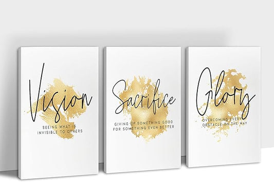 3 Piece Inspirational Canvas Wall Art, Office Wall Art, Motivational Quote Art Pictures for Men Women Gift, Inspirational Positive Quote Poster, Framed Artwork for Home Office Wall Decor 24”x36”x3Pcs