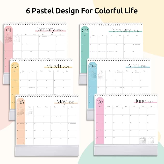 SKYDUE Desk Calendar 2026-2027, Apr. 2026 to Dec. 2027, 21 Months Small Desk Calendar with Planner Stickers, 10" x 8" Desktop Calendar Planner, Minimalist