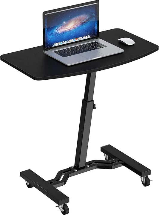 SHW Mobile Height Adjustable Laptop Rolling Cart with Height Adjustment from 28" to 33", Black