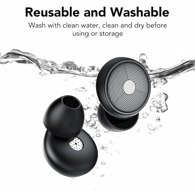 Ear Plugs for Sleeping,Noise Cancelling Silicone Earplugs,Concert,45 dB,Soft and Reusable,Hearing Protection with 8 Earpieces in 4 Sizes(XS/S/M/L),Carrying Bag,for Concert,Sleeping,Black