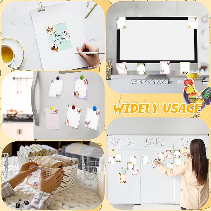 12 Pads Chicken Sticky Notes Cute Sticky Notes 3x4 Roosters Gifts for Women Chicken Funny Memos Animals Notepad Office Supplies Christmas Small Gifts
