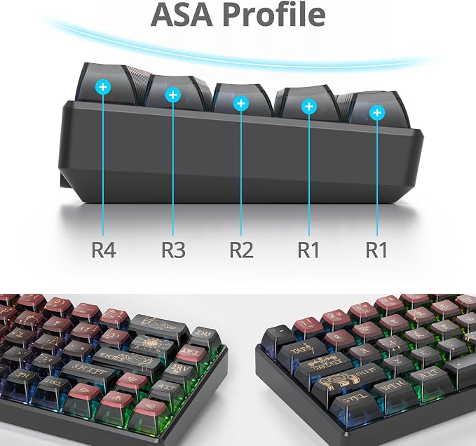 Guffercty kred Pudding PBT Keycaps for 75 Percent Keyboard, 120-Keys Transparent Keycaps ASA Profile Custom Replacement Key Caps US Layout for 60 68 82 87 104 Key Set Mechanical keyboard (Constellatio