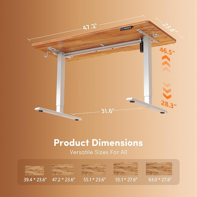 FEZIBO 48 x 24 Inchs Electric Standing Desk, Height Adjustable, Sit Stand Up, Computer Office Desk with Splice Board, White Frame/Light Rustic Top
