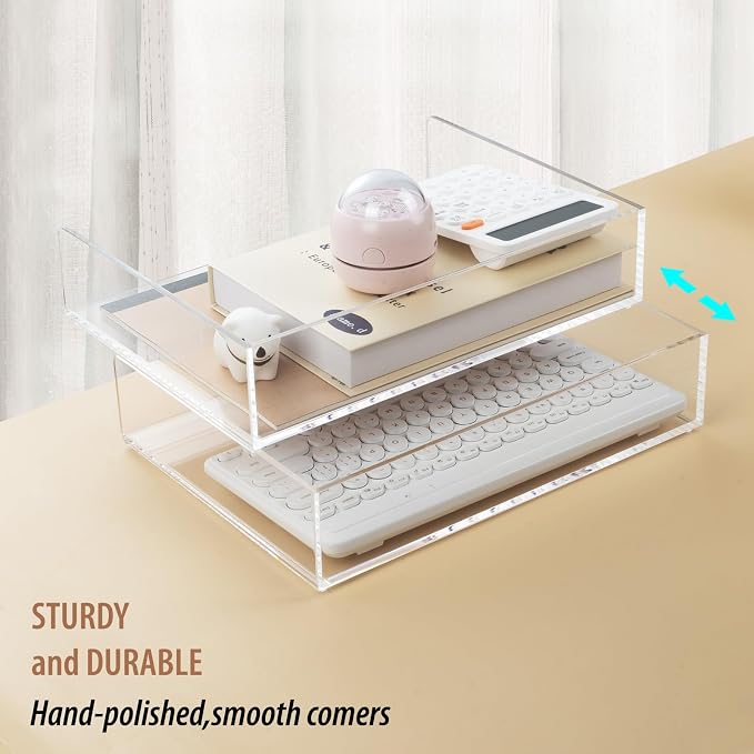 4 Pack Acrylic Paper Tray Organizer for Desk Clear File Organizer,Acrylic Desk Organizers and Accessories Sorter,Perfect for File Paper, Ipad, Letter, A4 Office File, Books, Notes.
