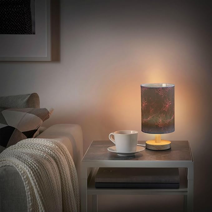 Dussdil Halloween Pink Red Cobweb Table Lamp Bedroom Bedside Night Reading Desk Lamps Cylinder Nightstand Sleeping Light Lamp for Kids Living Room Office Decor
