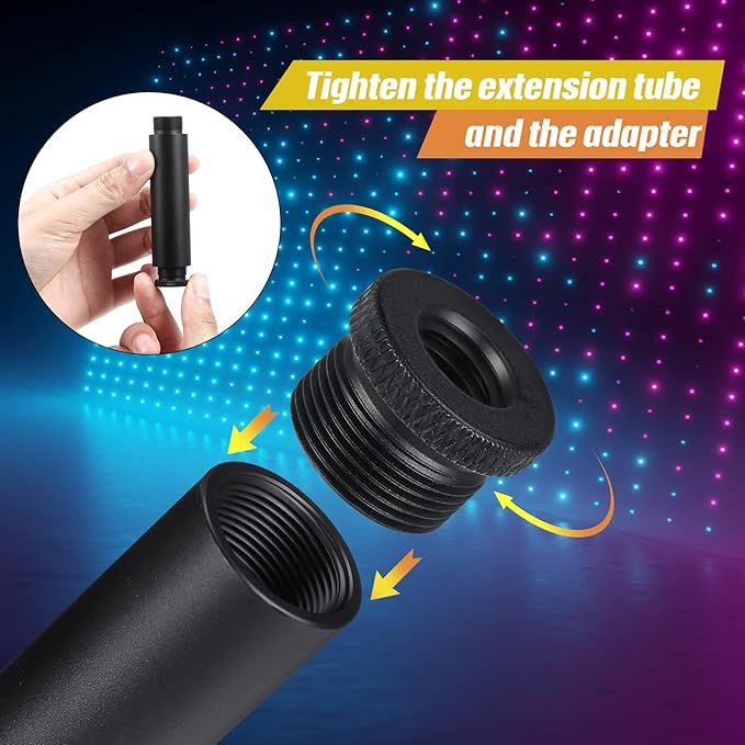 Weewooday 4 Pieces Mic Stand Extension Tube 5/8 Inch Microphone Extension Pipe Aluminium Alloy Stand Extenders Screw Boom Tubes with 2 Metal Adapters(Black)