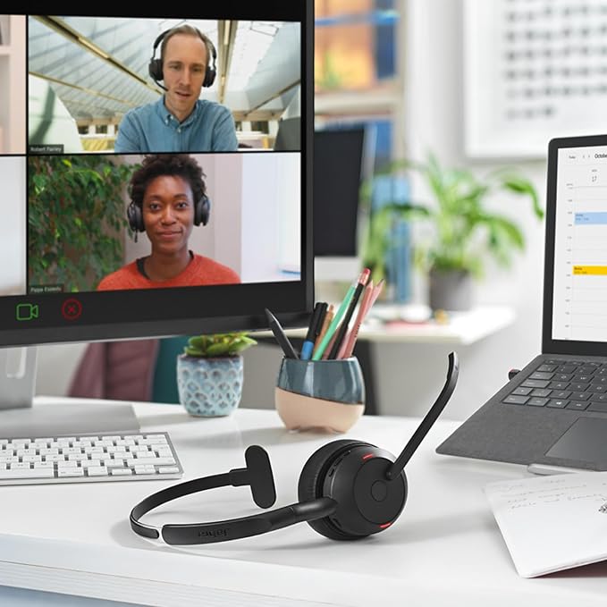 Jabra Evolve2 55 Mono Wireless Headset - Features AirComfort Technology, Noise-Cancelling Mics & Active Noise Cancellation - MS Teams Certified, Works with Other Platforms - Black