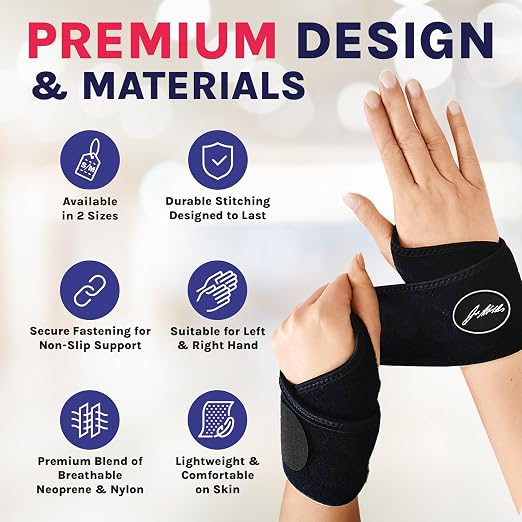Doctor Developed Wrist Brace - Wrist wrap for Carpal Tunnel Arthritis,Tendonitis, Hand Support - Ideal for Fitness, Weightlifting - Handbook included (Black (Small- 1 Pack)