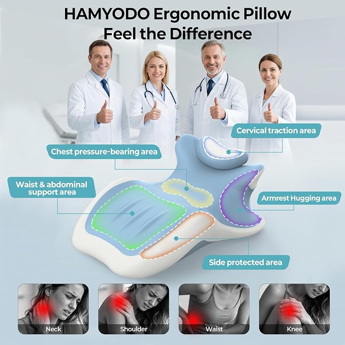 HAMYODO 27° Angled Wedge Pillow, Support for Neck Back Waist | Multi-Position Headboard, Bed Rest Pillows for Prone Sleeping ,Backrest Chaise Lounges Stomach Support in Bed, Couch or Floor
