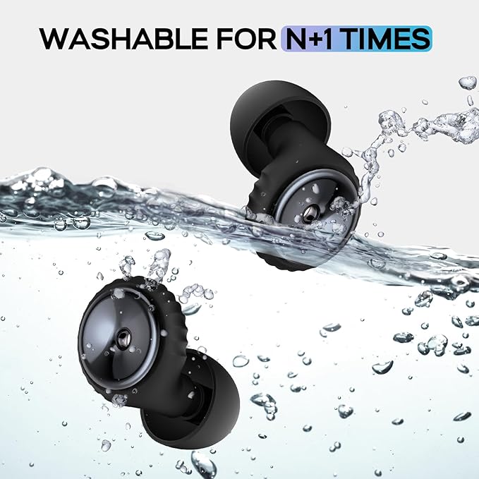 2 Pairs Noise Cancelling Earplugs with Premium Metal Design and Elegant Gift Box,Sleeping, Concerts, Travel, Noise Sensitive People – 35dB Reusable Silicone Earplugs for Men and Women,Black