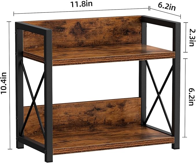 Giikin Countertop Shelf Organizer, 2 Tier Kitchen Spice Rack for Countertop, Wood Coffee Counter Shelf Organizer for Home (Brown, S)