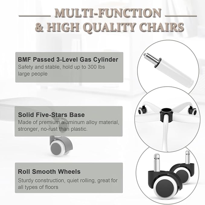Mimoglad Office Chair, High Back Ergonomic Desk Chair with Adjustable Lumbar Support and Headrest, Swivel Task Chair with flip-up Armrests for Guitar Playing, 5 Years Warranty