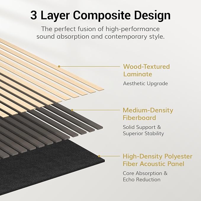 TONOR Wood Slatwall Panels, 4 Pack 47.2" x 23.6"/ 120 x60cm(31ft²) Acoustic Wall Panels, Wood Slat Acoustic Panels for Noise Cancelling and Wall Décor Living Room, Bedroom, Home Decor, Office, Oak