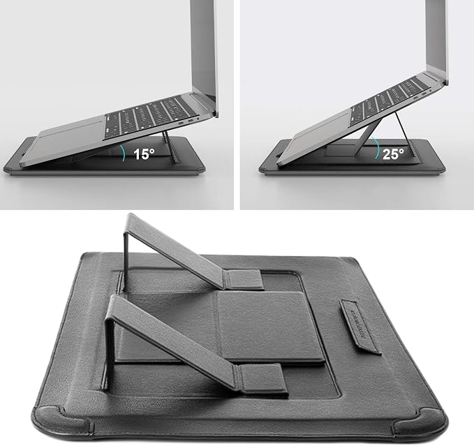 Nillkin Laptop Sleeve 15.6 inch (3-in-1), MacBook Sleeve with Adjustable Stand & Mouse Pad, 2 Stand Modes, 15 inch Laptop Case, Slim MacBook Accessories for Samsung/Surface/Chromebook 13-15.6'', Gray