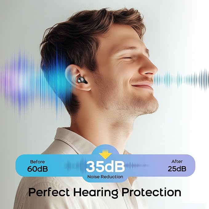2 Pairs Noise Cancelling Earplugs with Premium Metal Design and Elegant Gift Box,Sleeping, Concerts, Travel, Noise Sensitive People – 35dB Reusable Silicone Earplugs for Men and Women,Black