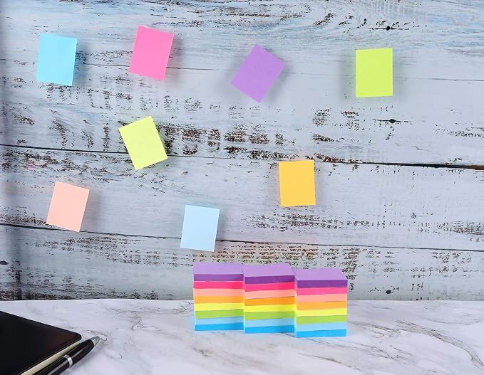 Mini Sticky Notes 1.5x2 Inches,48 Pads, Bright Colors Self-Stick Pads,75 Sheets/Pad…