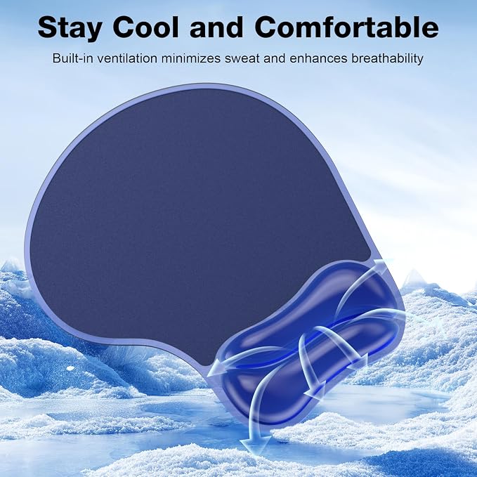 Mouse Pad with Gel Wrist Rest, Ergonomic Mouse pad Comfortable Computer Wrist Support for Laptop, Pain Relief Mousepad with Non-Slip PU Base for Office & Home Blue