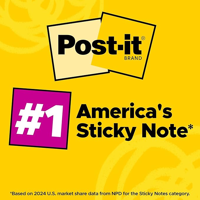 Post-it Super Sticky Notes, 3 Sticky Notes Pads, 3 x 3 in., School Supplies and Oﬃce Supplies, 2X the Sticking Power, Neutrality Collection (Pack of 5)