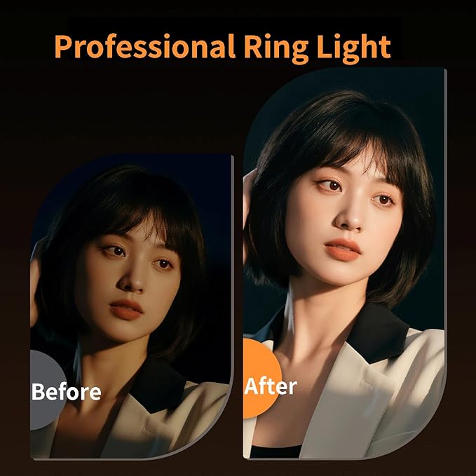 Portable Ring Light for Phone with Mirror, Foldable Clip-On Selfie Light for iPhone, Webcam, Vlog, TikTok, 3 Colors & 9 Brightness, Rechargeable LED Light for Video Recording and Makeup