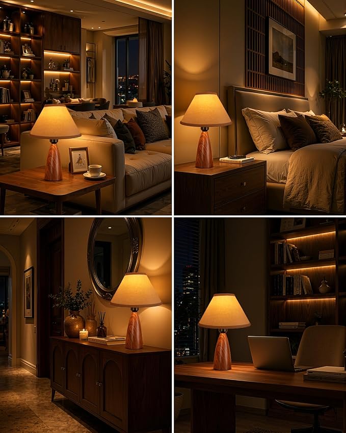 Nusogon Touch Table Lamp for Nightstand - 3-Way Dimmable Small Bedside Lamp, 3s Quick Shut-Off Smart Desk Lamp for Bedroom, Living Room, Reading, Nursery, LED Bulb Included