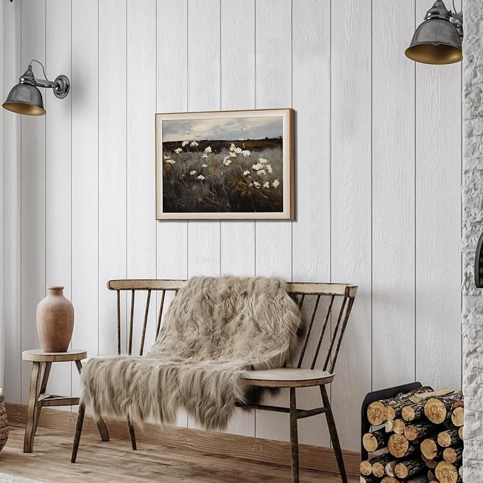 Framed Wall Art for Bedroom - Vintage Wildflower Painting Canvas Art Prints, Moody Dark Autumn Flower Wall Decor Aesthetic, Farmhouse Decor Wall Art Floral Pictures - 10x12Inch