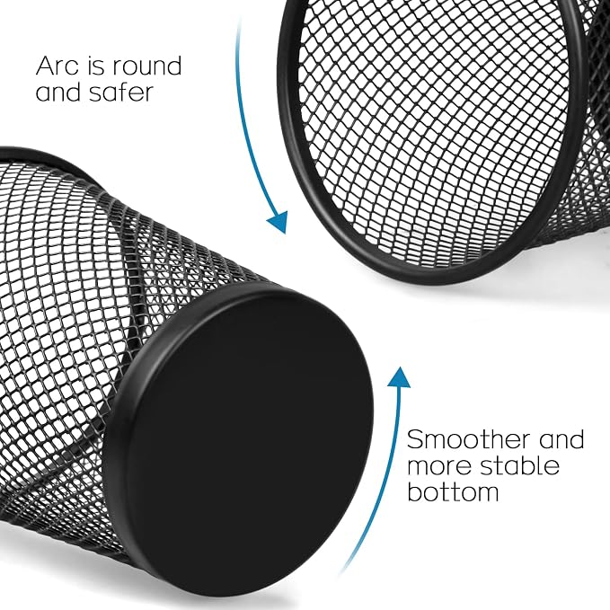 QYH Mesh Pencil Holder for Desk 6 Pack, Metal Pen Cup Black | Pen Holder for Desk, Desk Organizer for Office, Business, School & Home