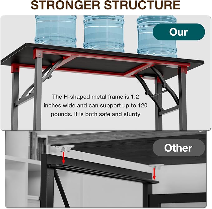 TEMI Small Computer Desk Folding Table - No Assembly, Compact 44.3" Foldable Desk with Power Outlets & USB Charging Port, Portable Small Office Desk, Ideal Mini Study Table, Dark Oak