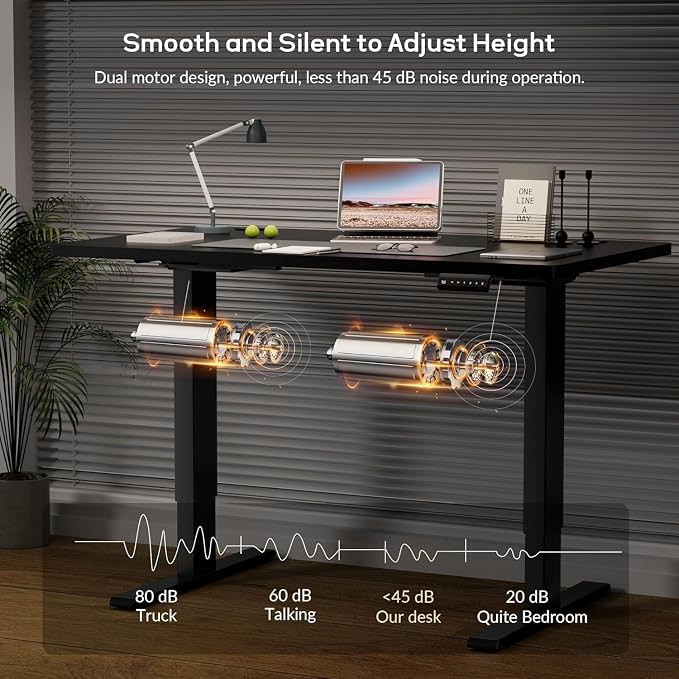 Dual Motor Electric Standing Desk Frame, Height Adjustable Desk Legs for Max 44" x 70.8" Desktop with 330 LBS Capacity, Ergonomic Sit Stand Up Desk Base for Home Office, Black (Frame Only)