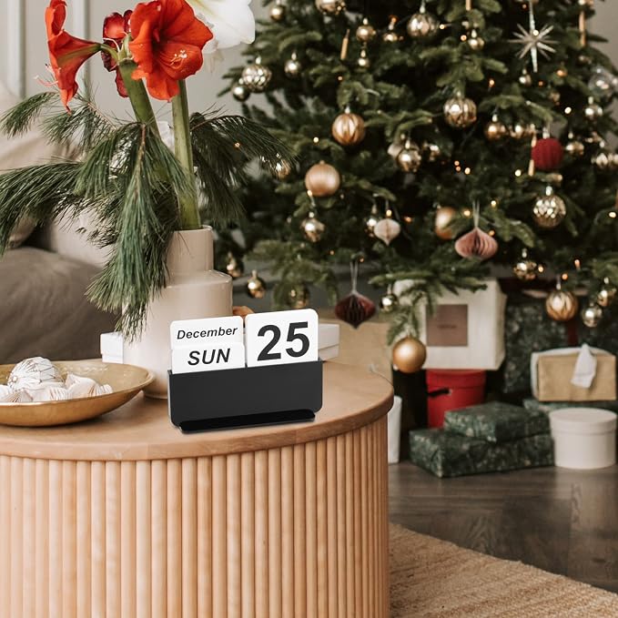 Acrylic Perpetual Calendar, Desktop Calendar 2025-2030 with Decorative Flip Block Perpetual Month, Date and Day Boards for Office Desktop Home Decro Ornaments