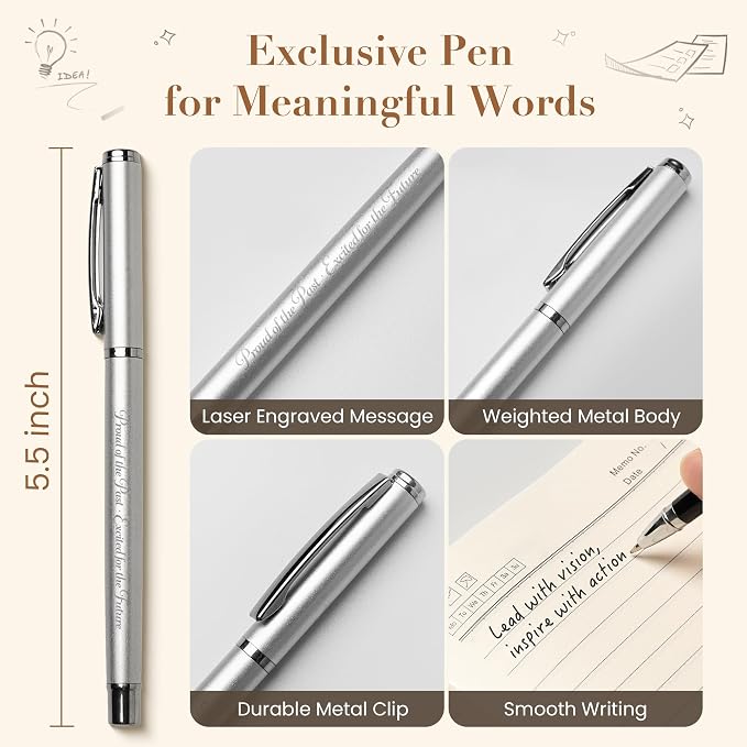Happy Retirement Gifts for Men Women, A5 Leather Journal with Engraved Pen & Front Phone Pocket, Farewell Notebook Coworker Leaving Farewell Going Away Goodbye Gift for Teacher