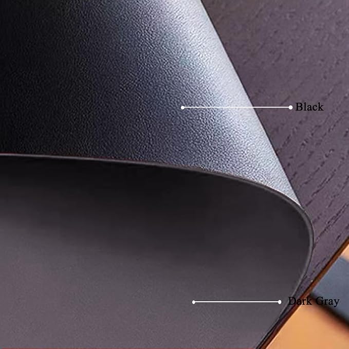 Leather Table Cover, Reversible Double-Sided, 1.8mm Thick, 24x60 Inch, Protector for Rectangular Tables, Waterproof & Oil Resistant for Dining Table, Office Desk, Dresser(Black+Black)