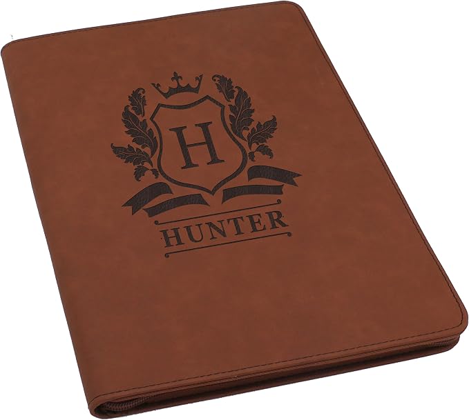Personalized Portfolio Padfolio with Zipper Closure – Custom Engraved Organizer, Resume Folder, Business Portfolio Binder for Men & Women, Professional Gift for Graduates & Executives